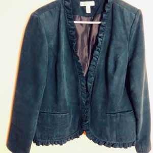 dressbarn teal ruffled blazer -size large